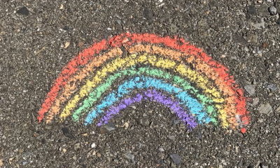chalked rainbow on ground